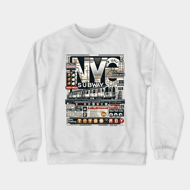 New York Subway NYC Subway Train Crewneck Sweatshirt by Nysa Design